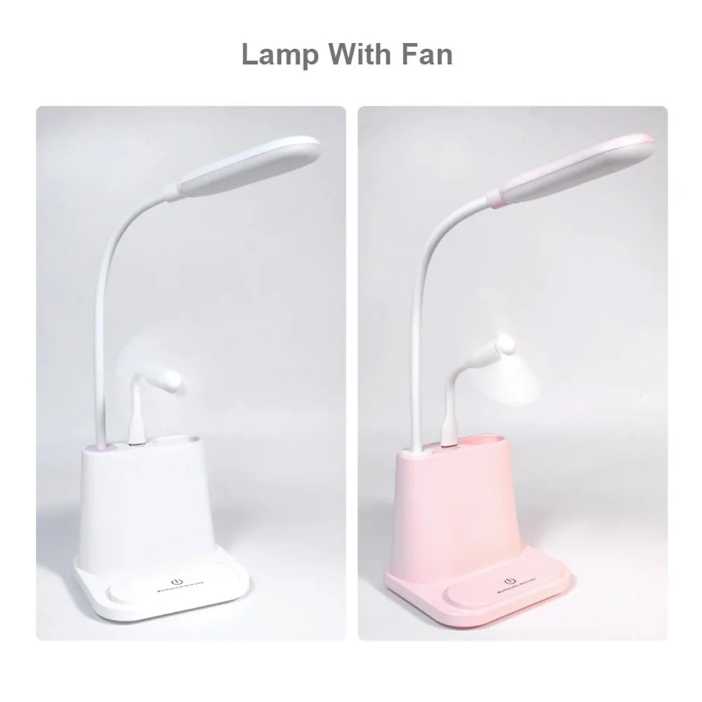 Flexi LED Desk Lamp with Phone Holder & Fan