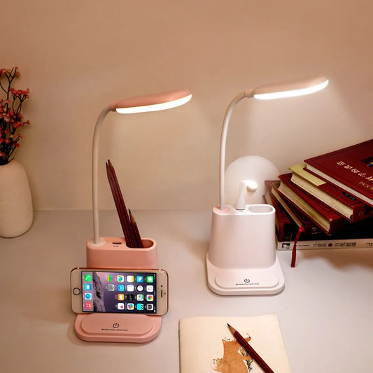 Flexi LED Desk Lamp with Phone Holder & Fan